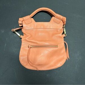 EUC Foley + Corinna Coral Peach Foldover Small Crossbody Bag Purse